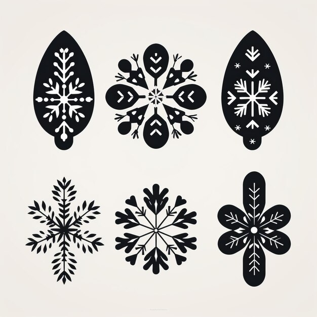 Symmetrical Black And White Snowflake Mittens Vector Art