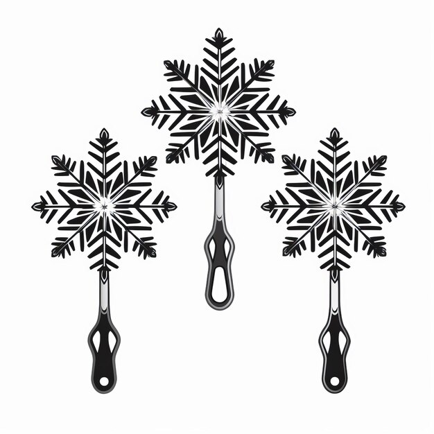 Symmetrical Black And White Snowflake Vector Art Set