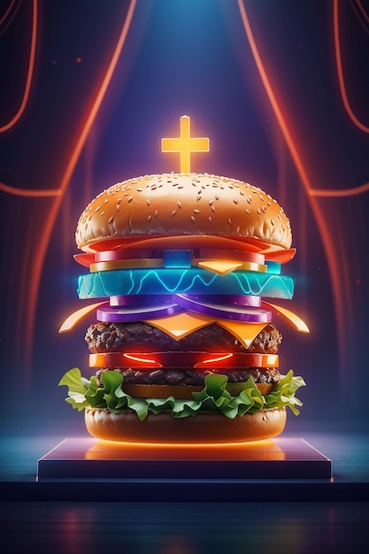 Symmetrical Burger Delight Vivid Colors and Intricate Details