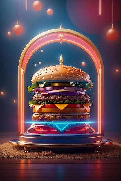 Symmetrical Burger Delight Vivid Colors and Intricate Details