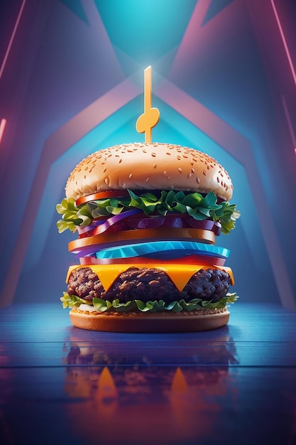 Symmetrical Burger Delight Vivid Colors and Intricate Details