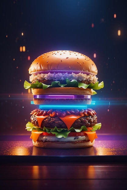 Symmetrical Burger Delight Vivid Colors and Intricate Details