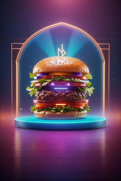 Symmetrical Burger Delight Vivid Colors and Intricate Details