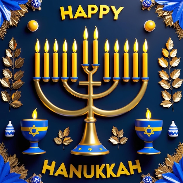 Photo symmetrical and celebratory emphasizing the hanukkah theme