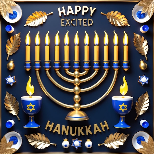 Photo symmetrical and celebratory emphasizing the hanukkah theme