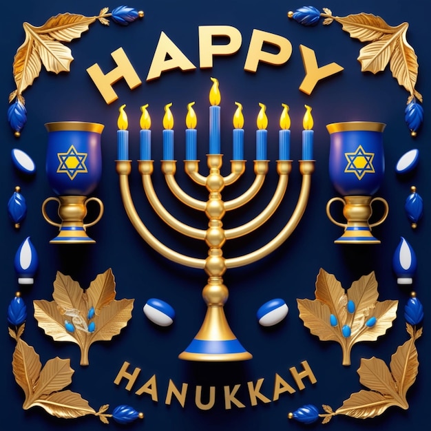 Photo symmetrical and celebratory emphasizing the hanukkah theme