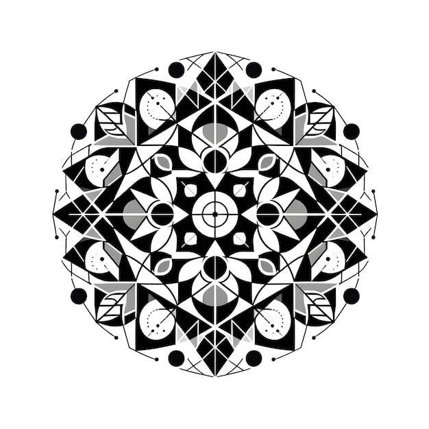 Photo symmetrical geometric mandala design isolated on white background