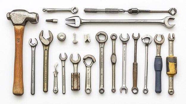 Symmetrical Layout of Various Hand Tools for Repair and Maintenance