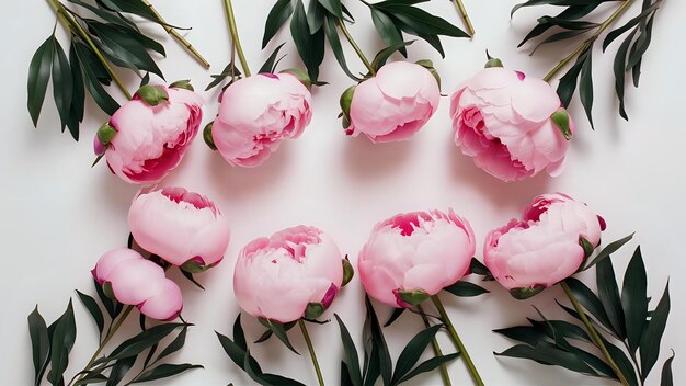 Photo symmetry of pink peonies