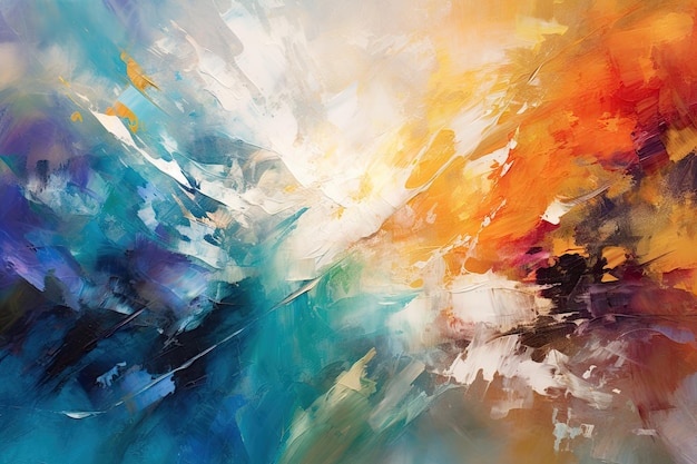 Symphony of abstract brushstrokes and splatters on a canvaslike background