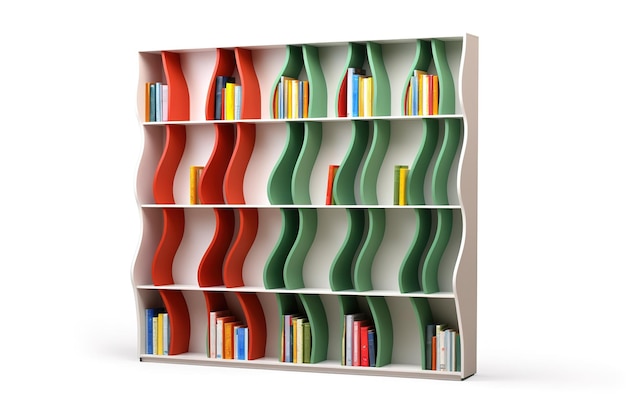 Photo a symphony of color a modern bookcase with soothing curves on white or png transparent background