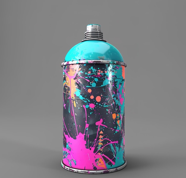 A symphony of colors vibrant and artistic splashes of paint on a spray paint can capturing the essence of creative expression