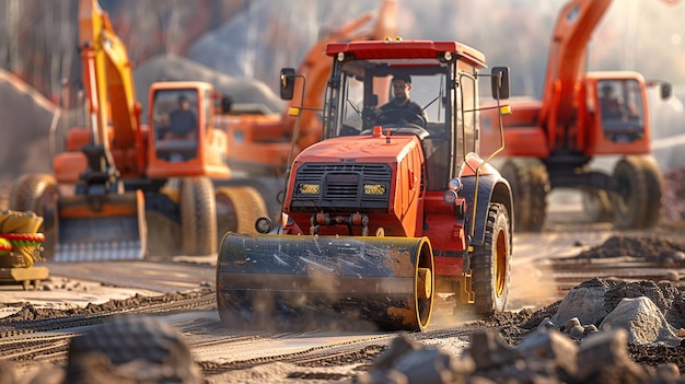 Symphony of Construction Road Roller in Motion