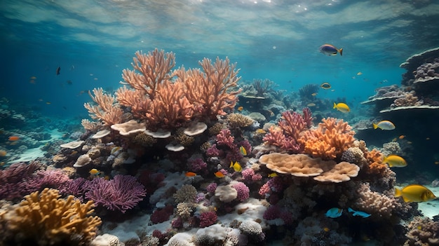 The symphony of coral reefs and colorful fishes