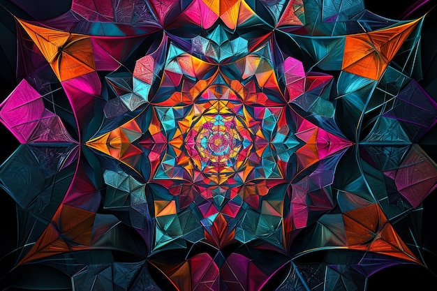 symphony of geometric patterns emerges from the depths of darkness