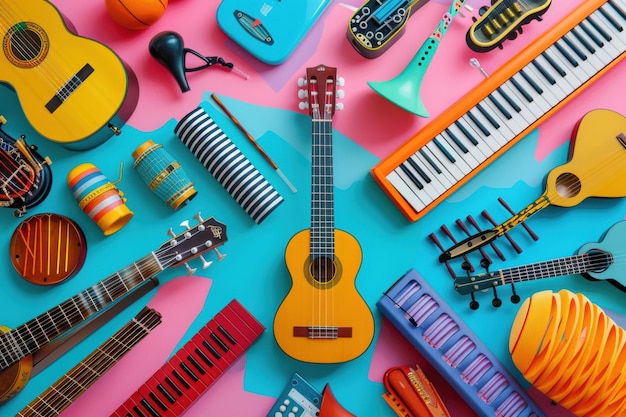 A Symphony of Instruments on a Colorful Canvas