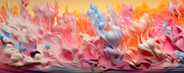 Symphony of melting colors and swirling liquids creating an abstract composition that panorama