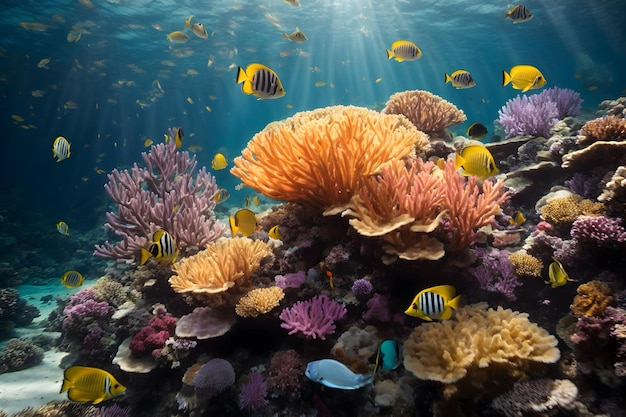 The symphony of underwater coral reefs and tiny little fishes