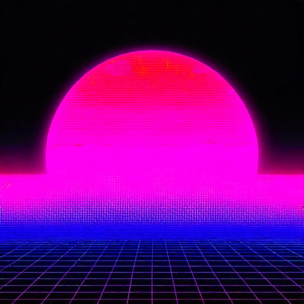 Photo synthwave neon retrowave vaporwave outrun landscape background