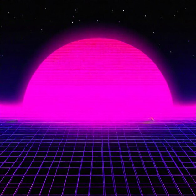 Synthwave neon retrowave vaporwave outrun landscape background