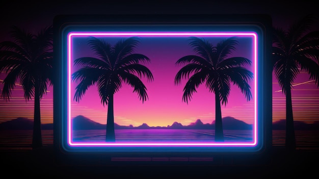 Synthwave retro cyberpunk style landscape