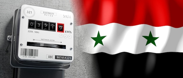 Syria country flag and energy meter 3D illustration