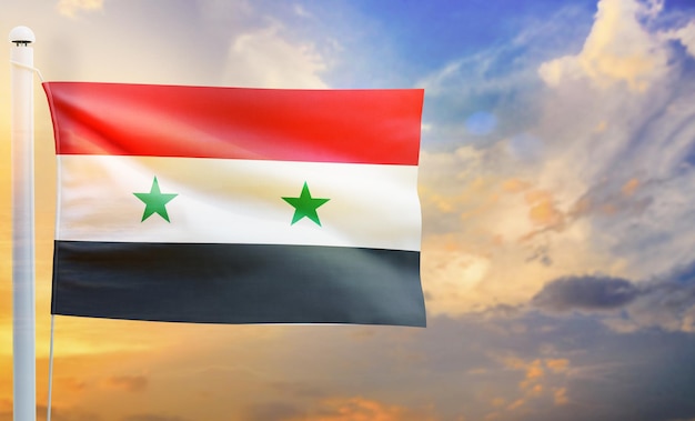 syria country flag, isolated 3d waving flag,