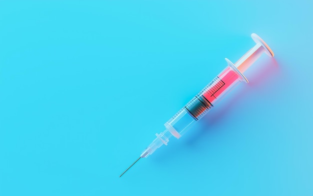 a syringe with a red cap and a syringe in the middle