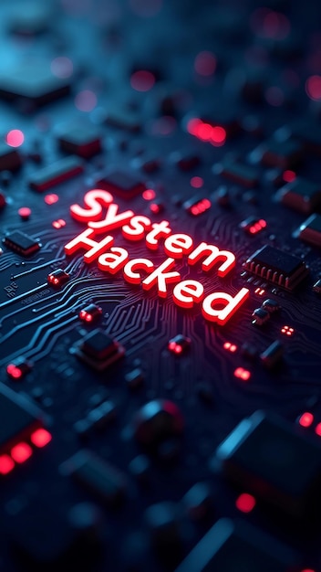 Photo system hacked warning with digital circuit board design