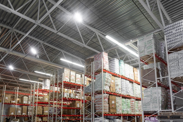 A system for storing goods on racks in a huge logistics center