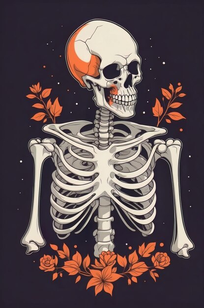 T shirt design for skeleton vector illustration