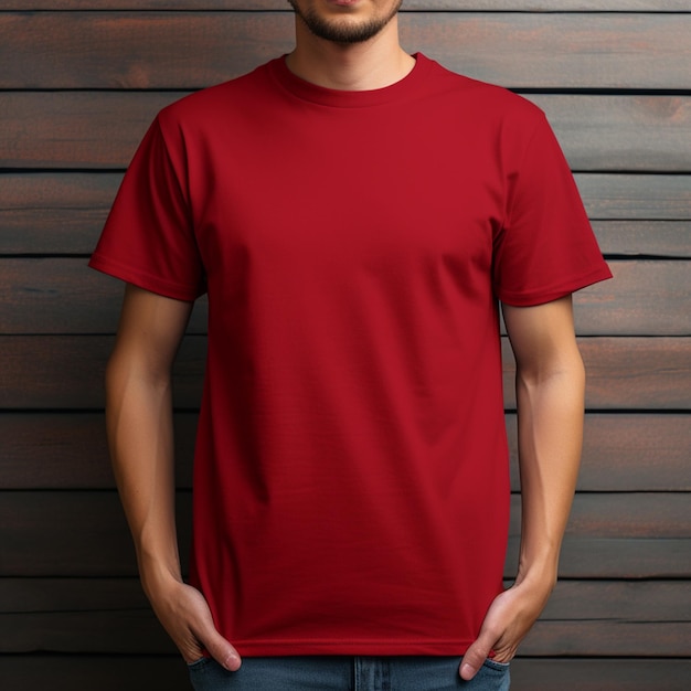 T Shirt plain in Red Color 3D Mockup