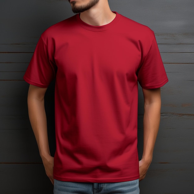 T Shirt plain in Red Color 3D Mockup