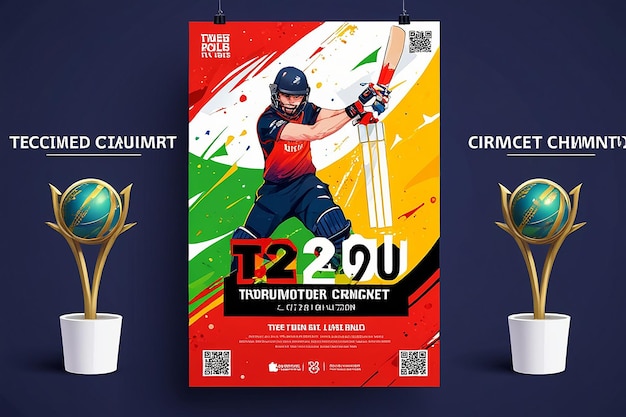 Photo t20 world cup cricket championship poster flyer template