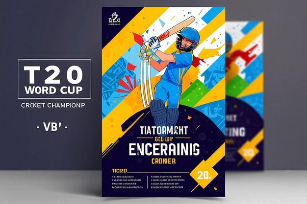 Photo t20 world cup cricket championship poster flyer template