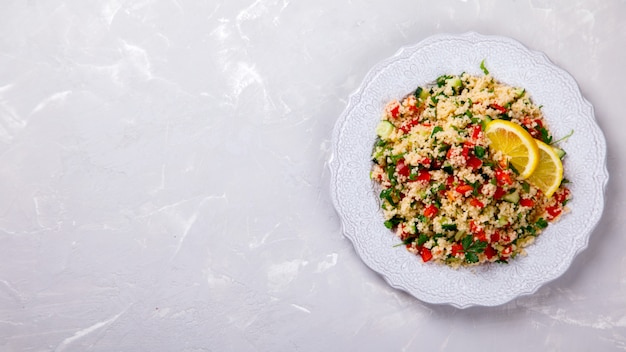 Tabbouleh salad with couscous .Snack on summer 