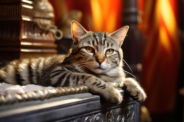 Tabby cat lounging on radiator