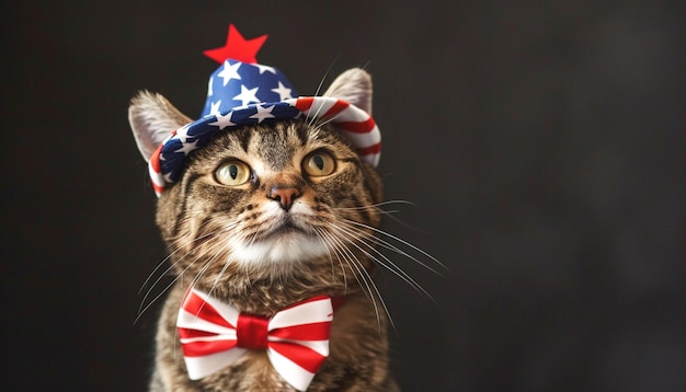 Photo a tabby cat wearing an american hat