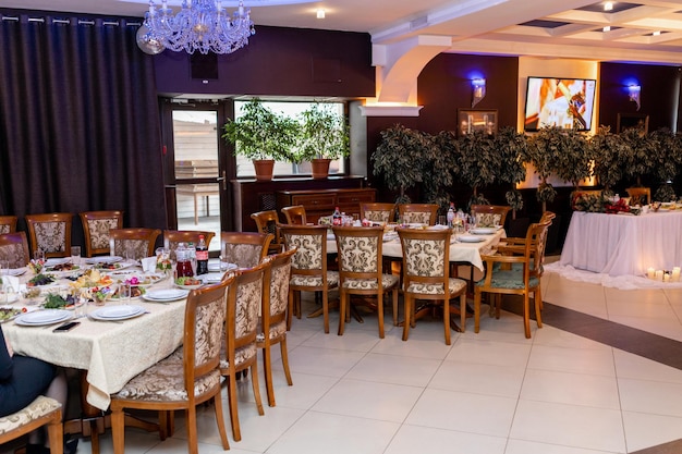 A table in the banquet hall of the restaurant at the celebration