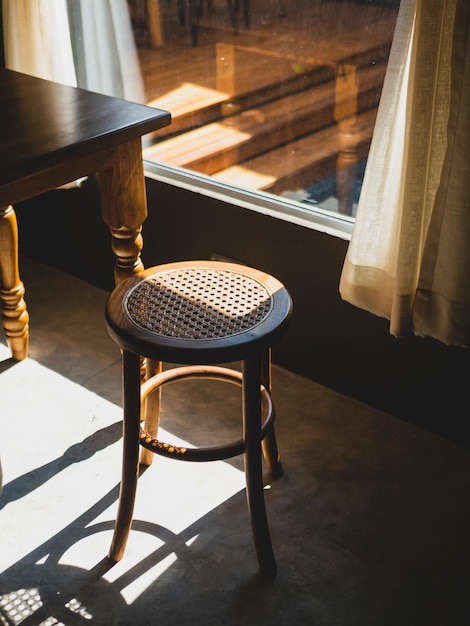 Table and chairs in the garden cafe.