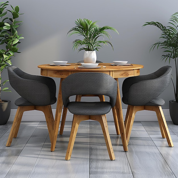 Photo table and chairs set designed on a white background