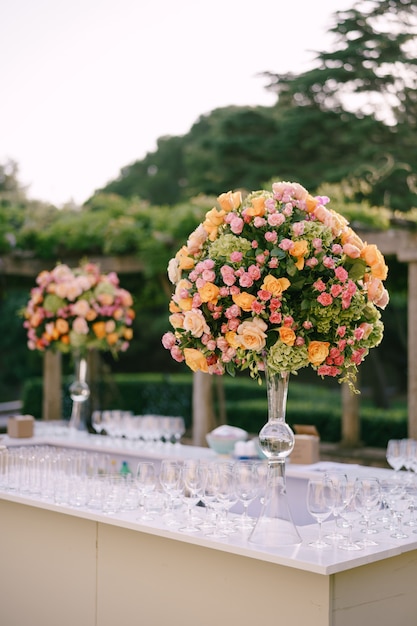 Table decorated for a wedding reception