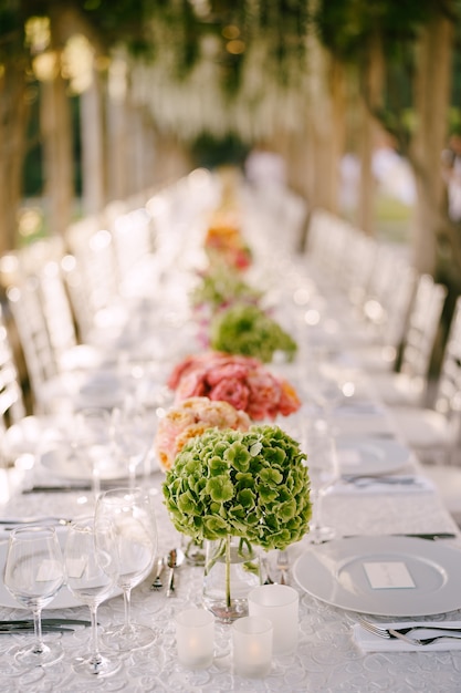 Table decorated for a wedding reception