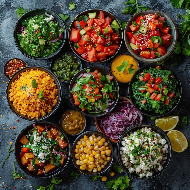 A Table of Delicious Salads and Sides