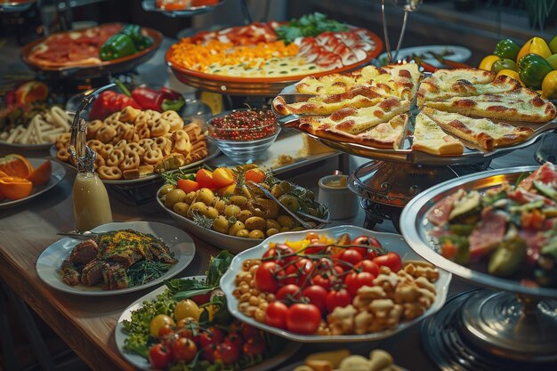 Table Filled with Diverse Selection of Food for Buffet or Festival