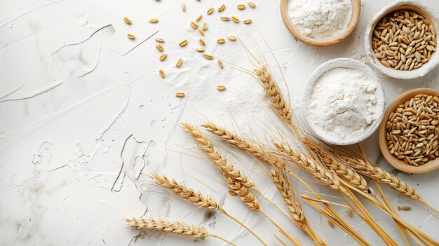 Photo a table of flour wheat and wheat is shown