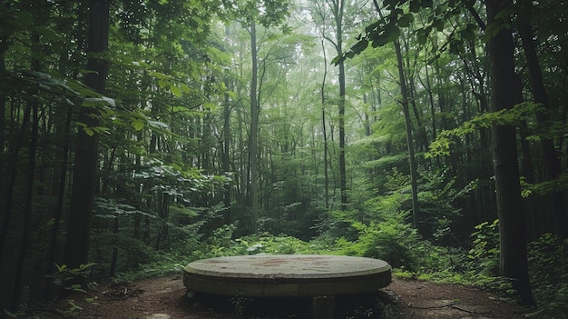 a table in the forest with a sign that says quot no one is on the top quot