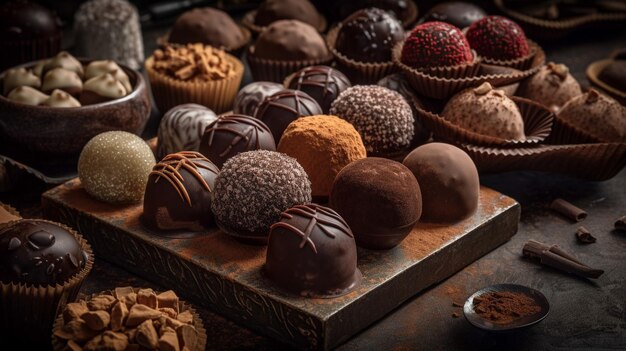 A table full of chocolates and other chocolates