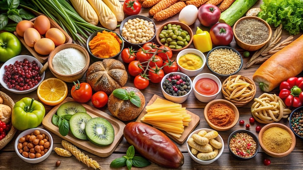 a table full of different foods including vegetables fruits vegetables and vegetables