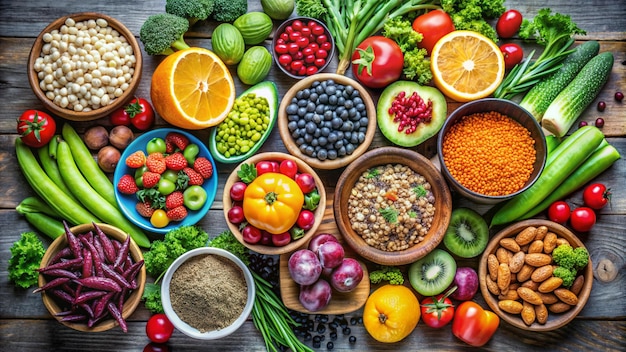 Photo a table full of different fruits including one that says quot o quot